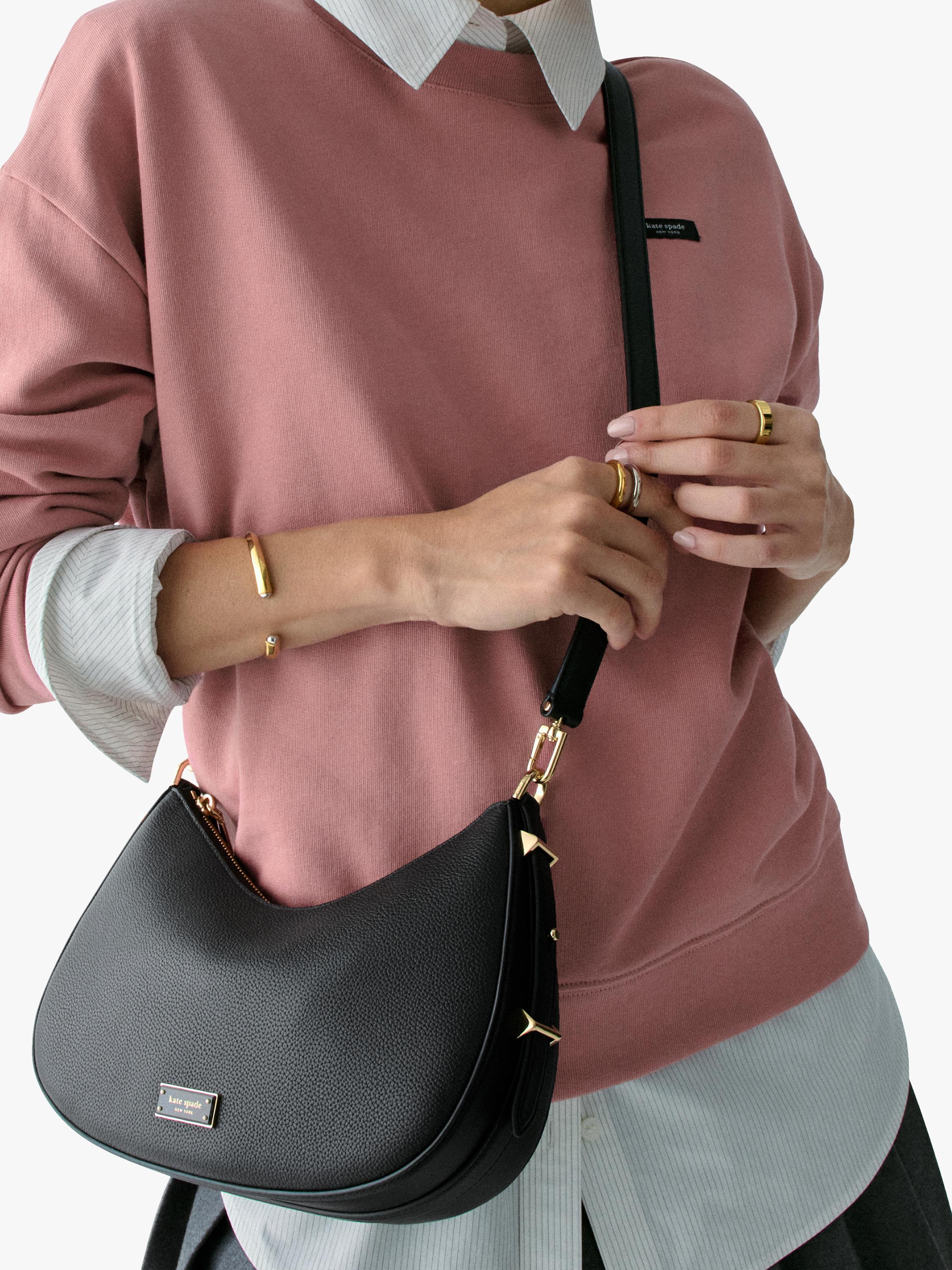 kate spade new york Liv leather slouchy shoulder bag black, UK version