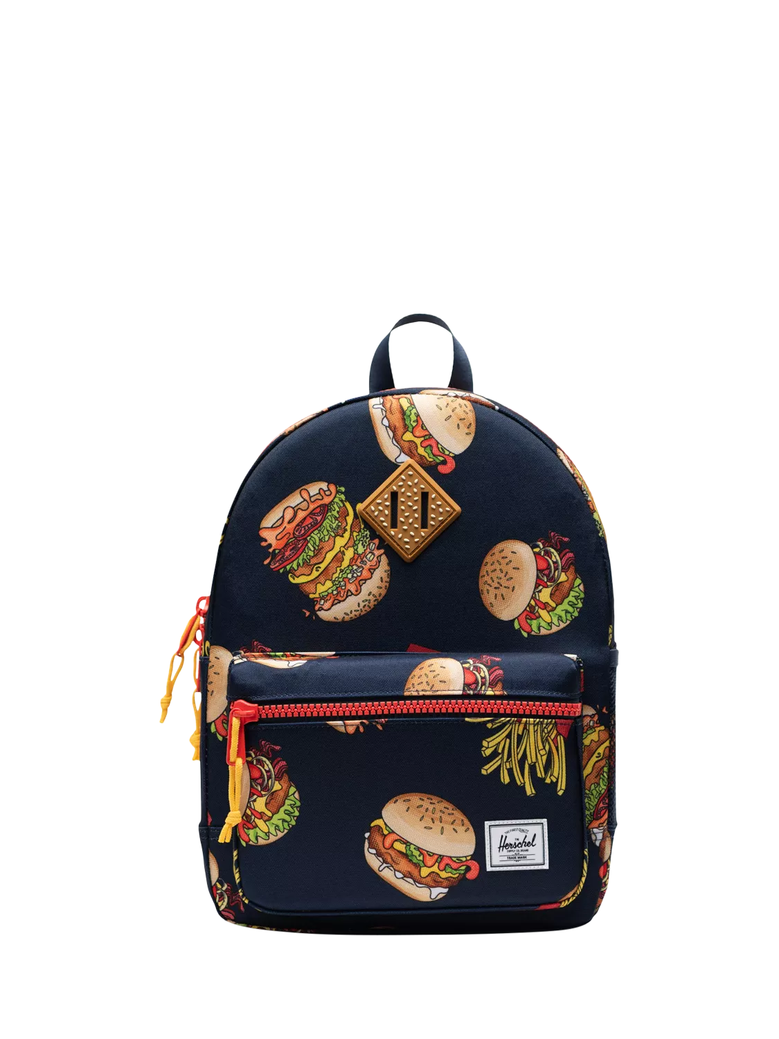 Herschel Supply Co. kids Heritage backpack burgers and fries, imported from the UK