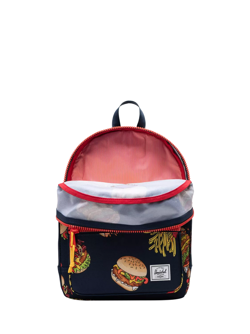 Herschel Supply Co. kids Heritage backpack burgers and fries, imported from the UK