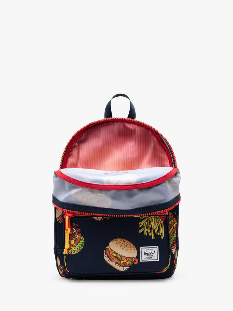 Herschel Supply Co. kids Heritage backpack burgers and fries, imported from the UK