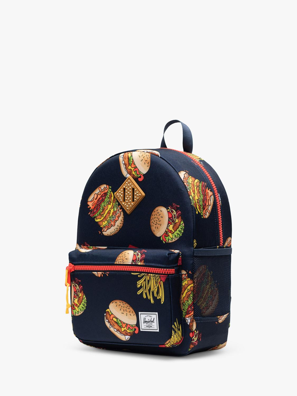 Herschel Supply Co. kids Heritage backpack burgers and fries, imported from the UK