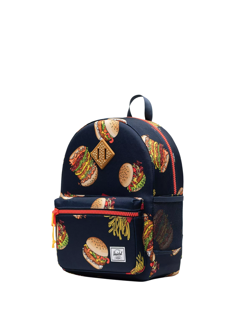 Herschel Supply Co. kids Heritage backpack burgers and fries, imported from the UK