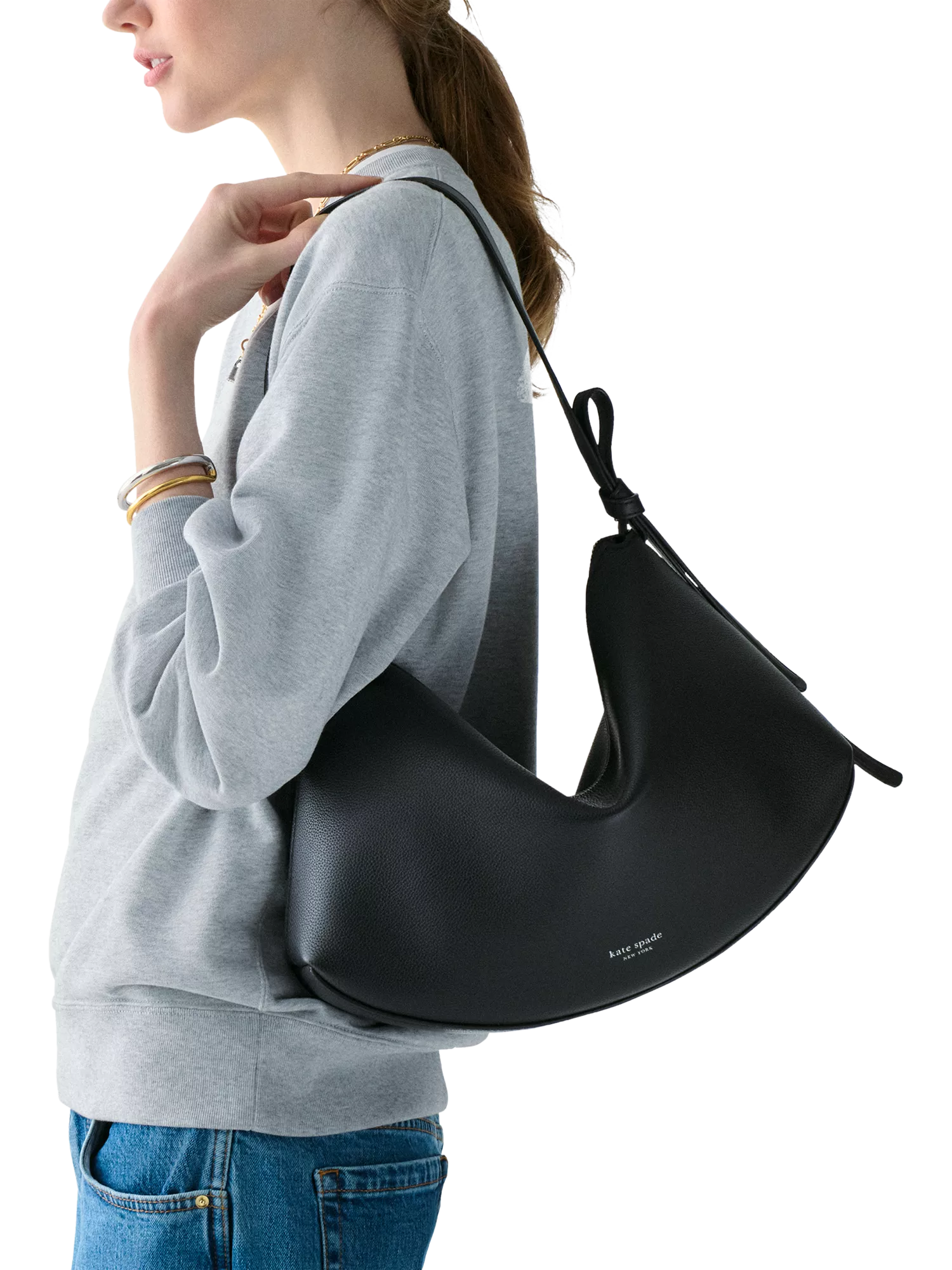 kate spade new york Loop large leather slouchy shoulder bag (British brand)