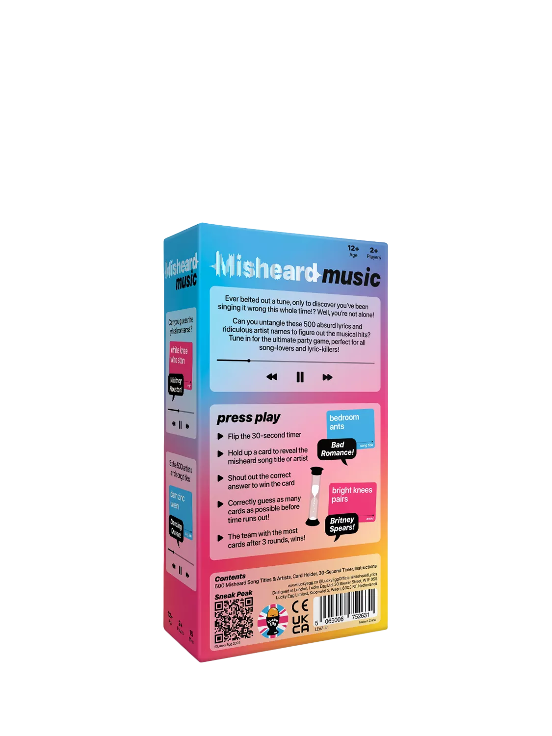 Lucky Egg Misheard Music party game for family night, UK version