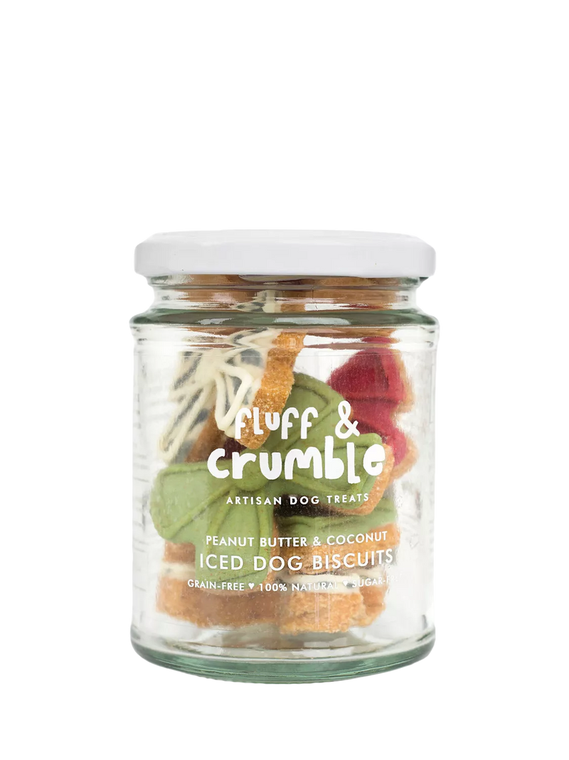 Fluff & Crumble Bows Dog Biscuits in Glass Jar, UK version
