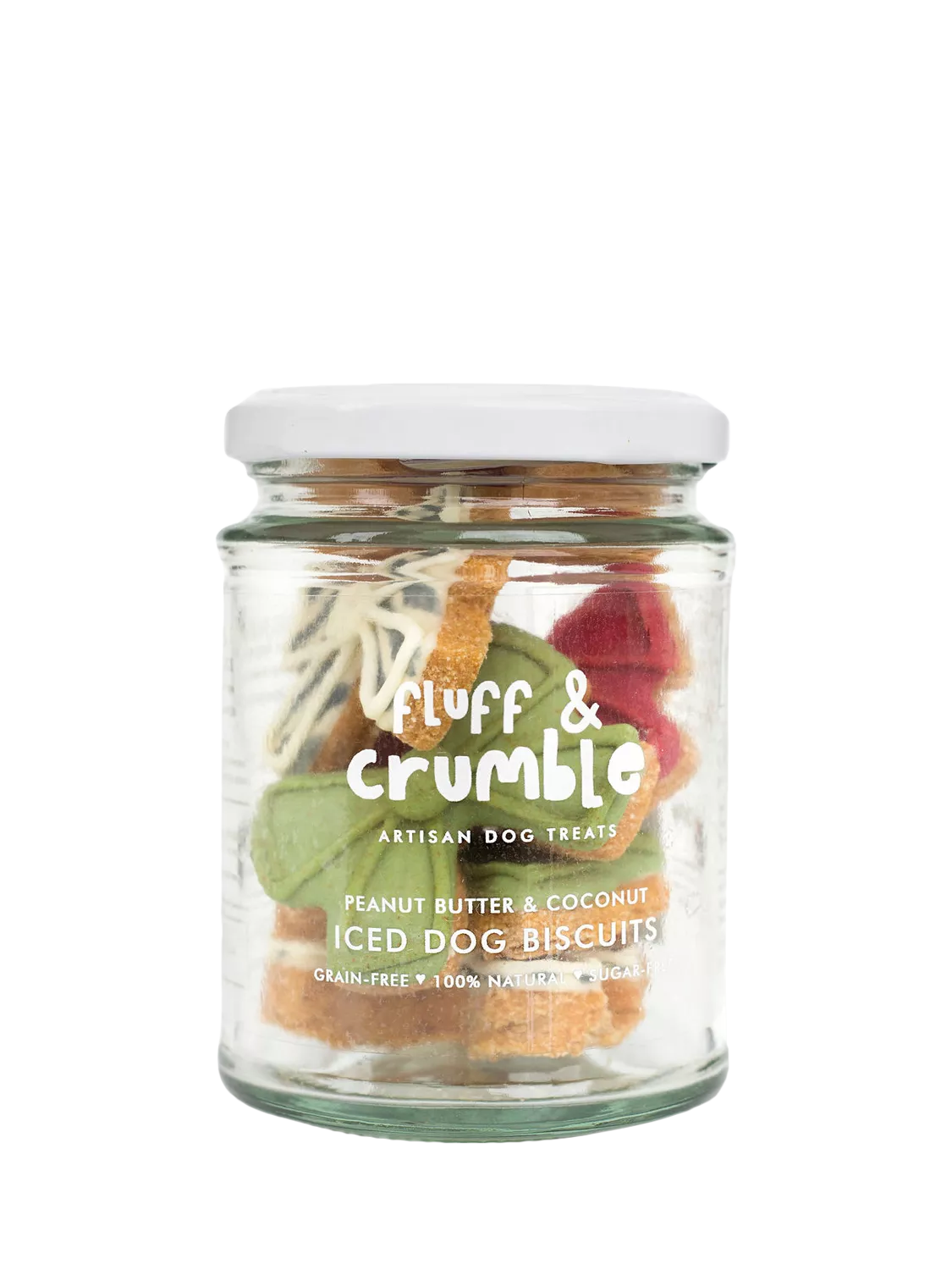 Fluff & Crumble Bows Dog Biscuits in Glass Jar, UK version