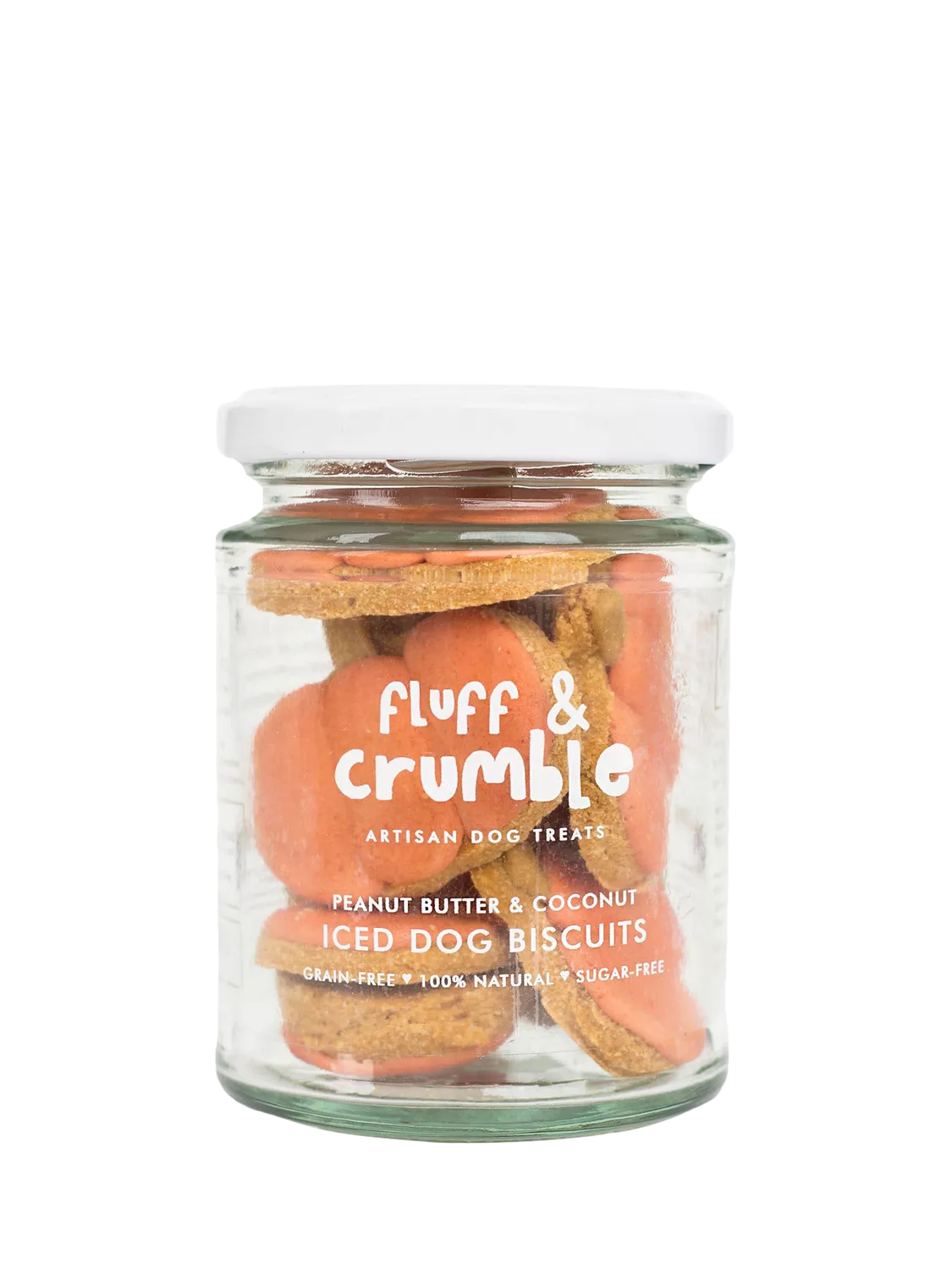 Fluff & Crumble pumpkin dog biscuits jar (British brand)