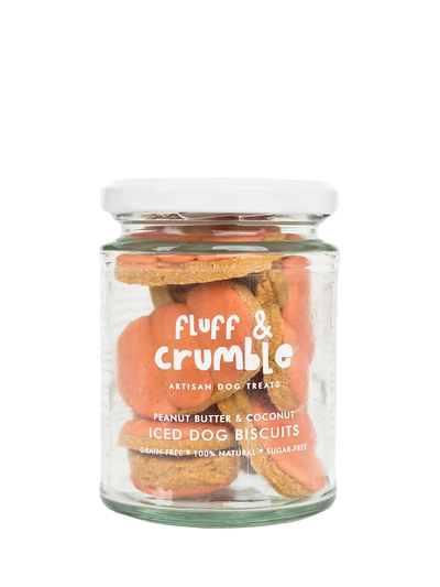 John Lewis Fluff & Crumble Pumpkin Dog Biscuits Hand-Iced Treats- Buy online at McGrocer