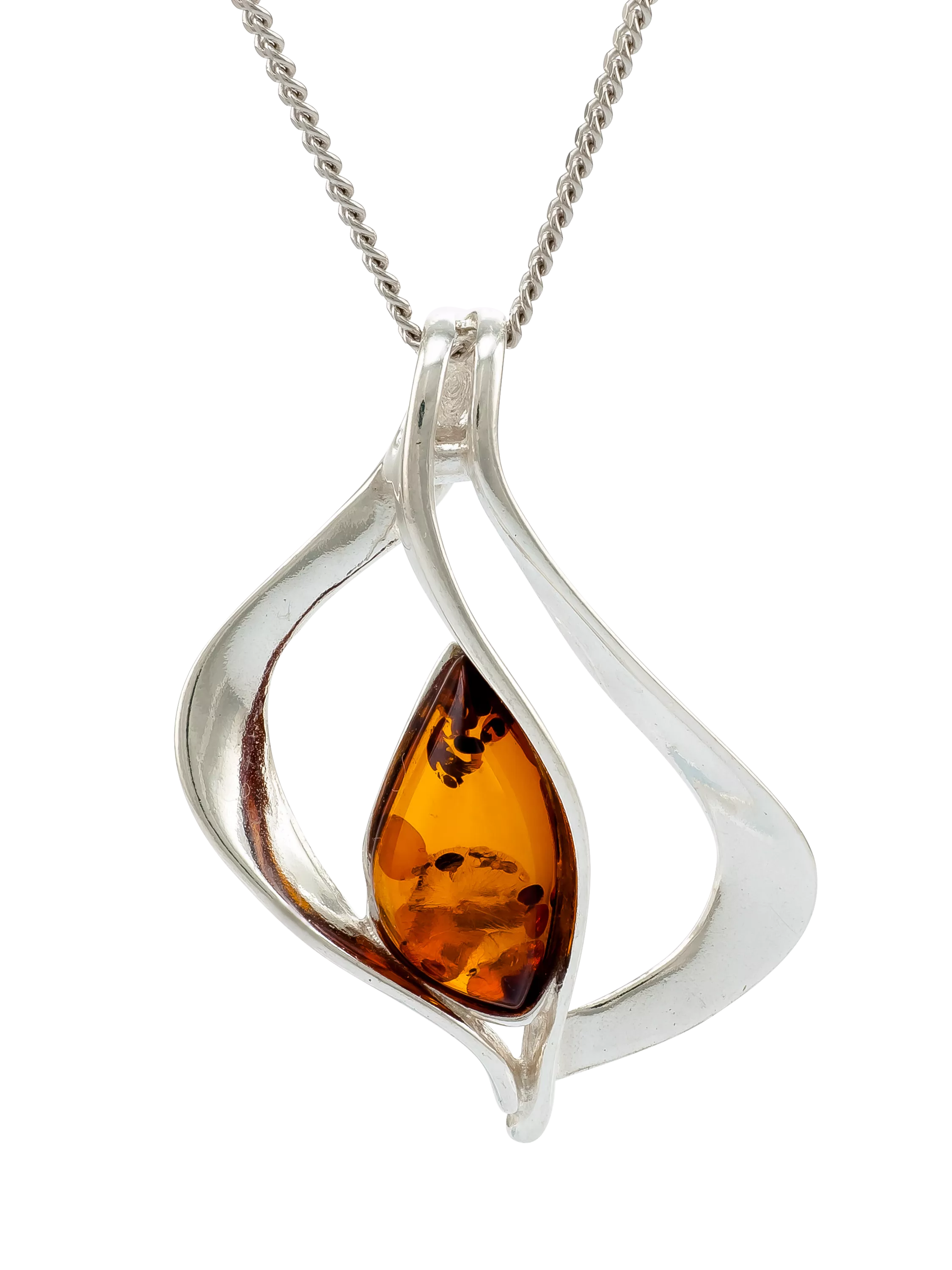 Be-Jewelled Baltic amber pendant necklace in sterling silver, imported from the UK