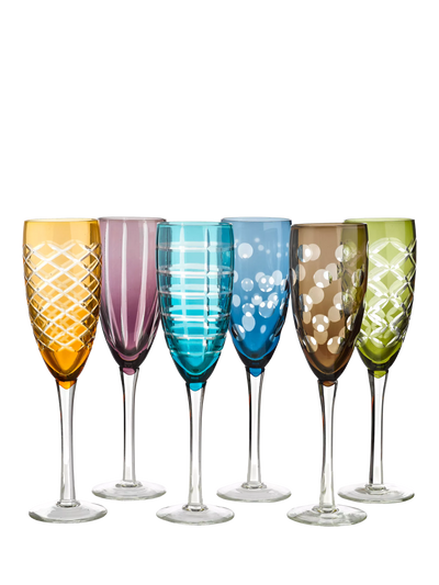 John Lewis pols potten Cuttings Champagne Glass Flute Set of 6 230ml Multi- Buy online at McGrocer