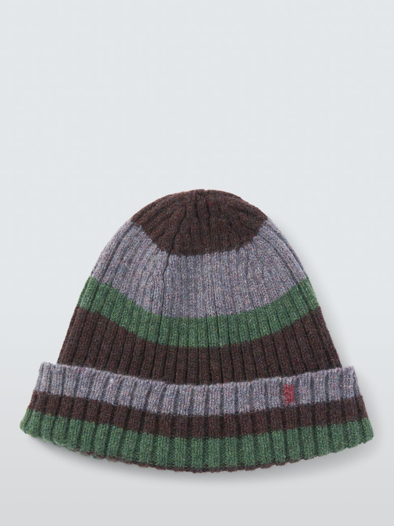 John Lewis striped recycled wool beanie - British product