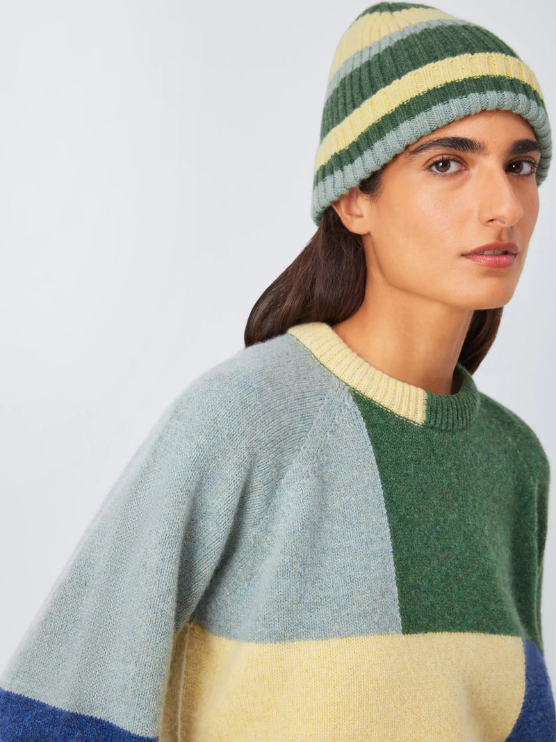 John Lewis Closed Loop Initiative Recycled Wool Striped Beanie
