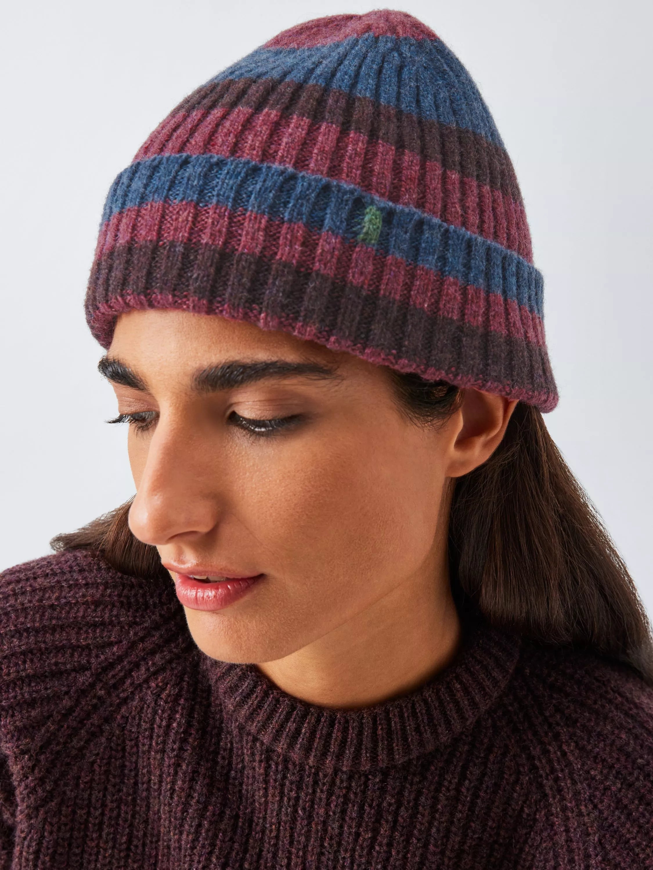 John Lewis Closed Loop Initiative Recycled Wool Striped Beanie