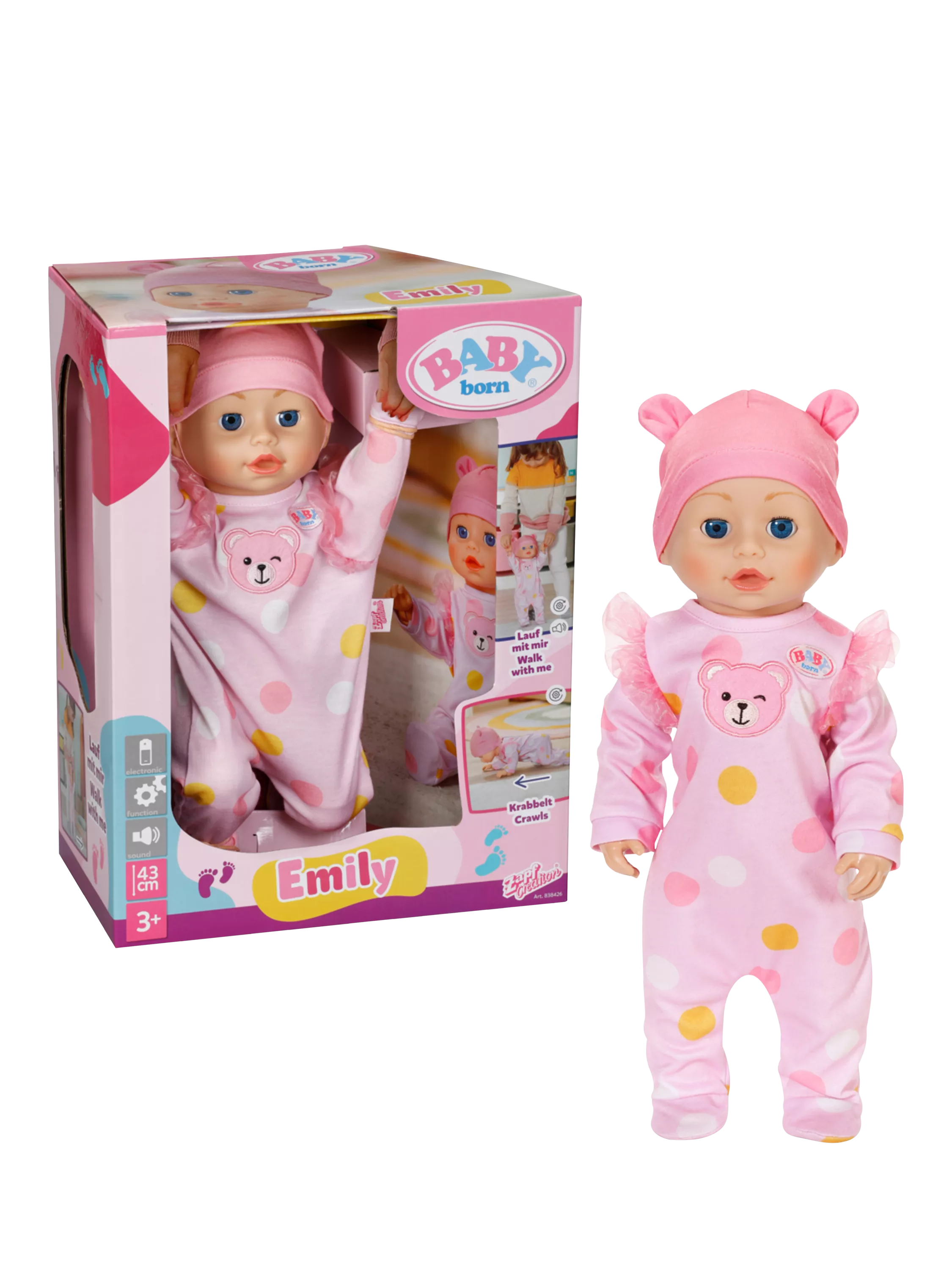 Baby Born Emily Walk With Me doll 43cm, UK version