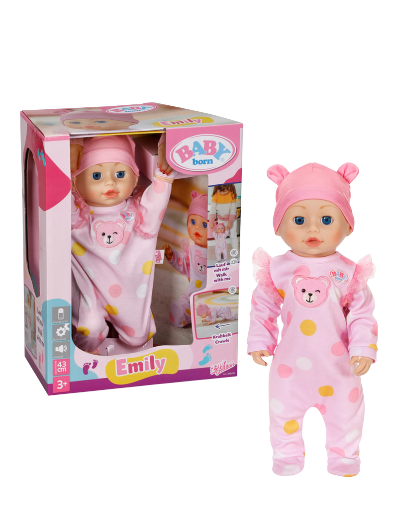 Baby Born Emily Walk With Me doll 43cm, UK version