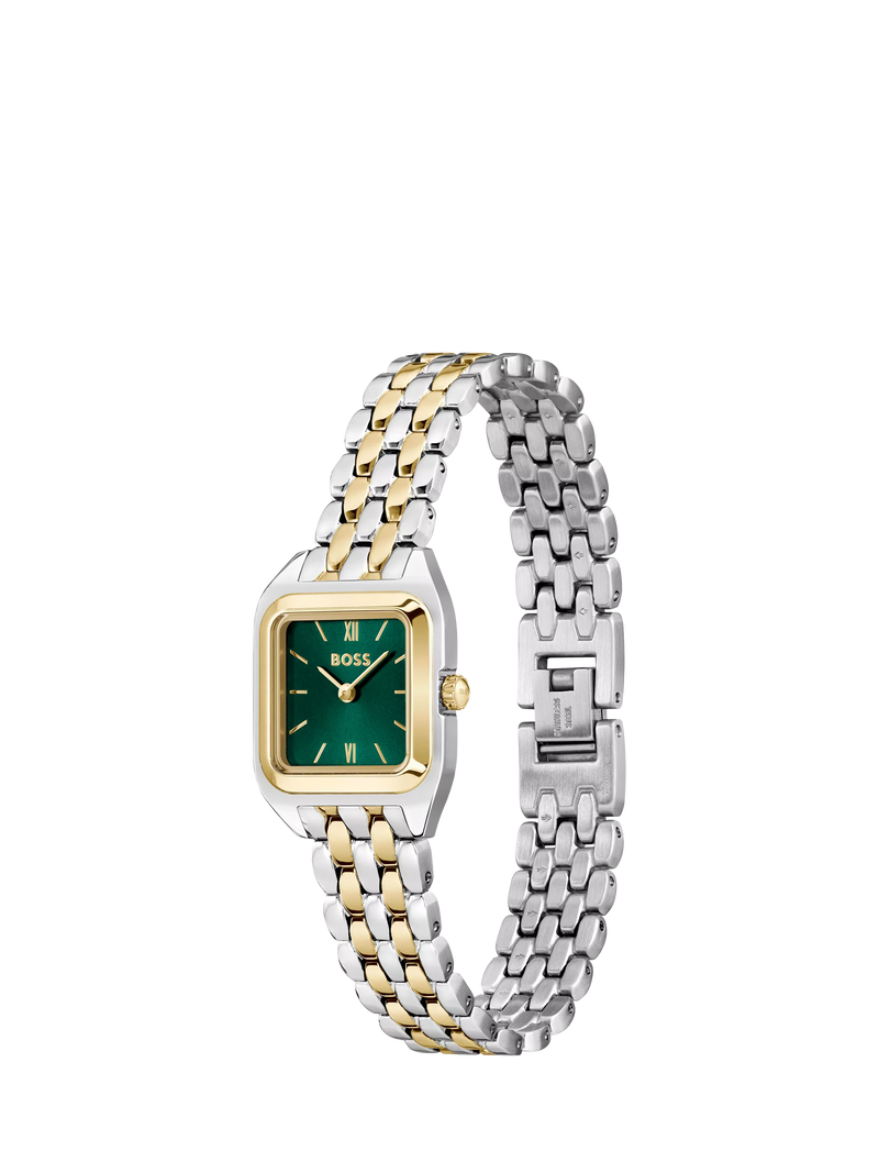 HUGO BOSS Mae Petite green dial bi-colour watch - British product