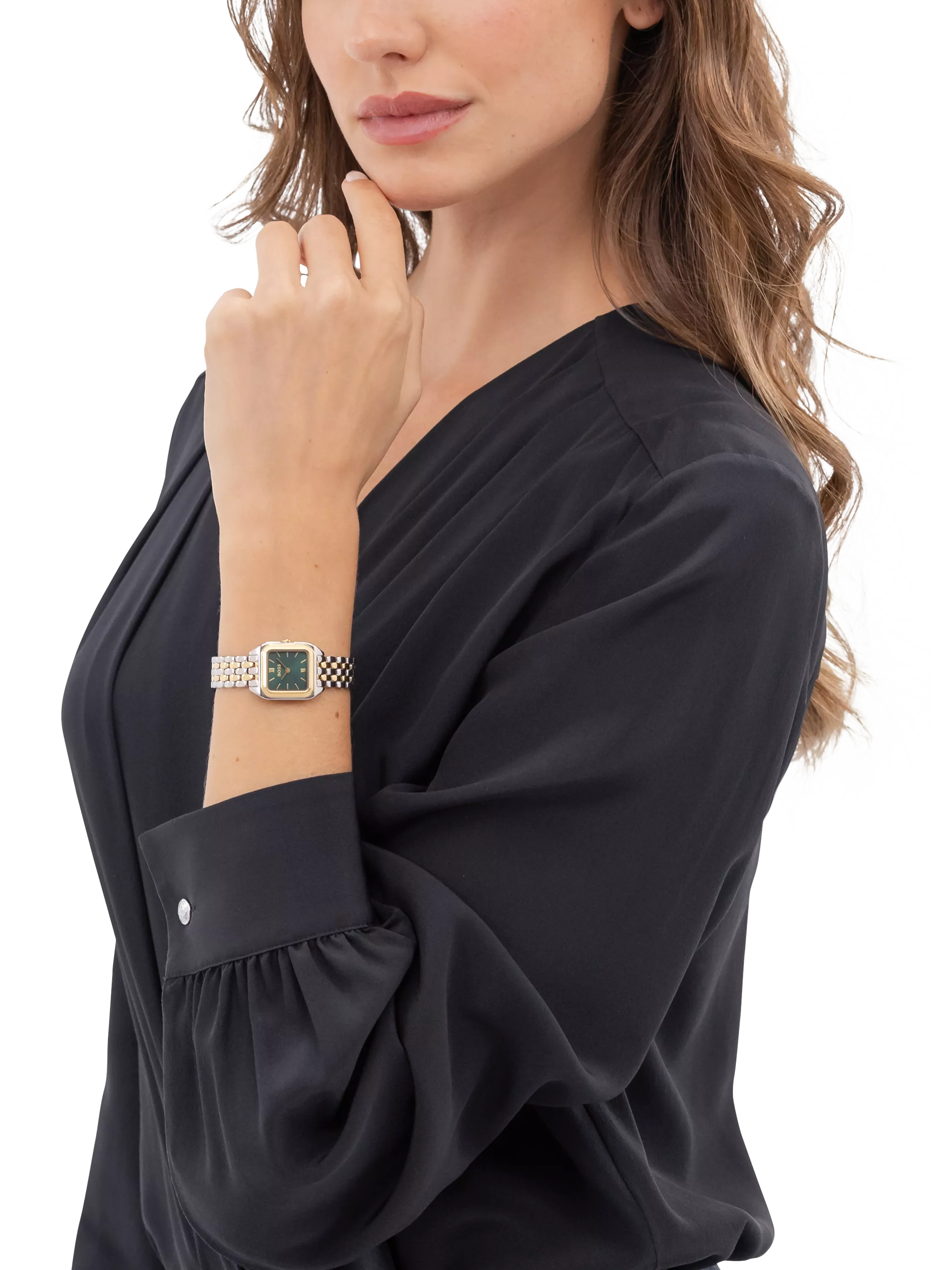 HUGO BOSS Mae Petite green dial bi-colour watch - British product