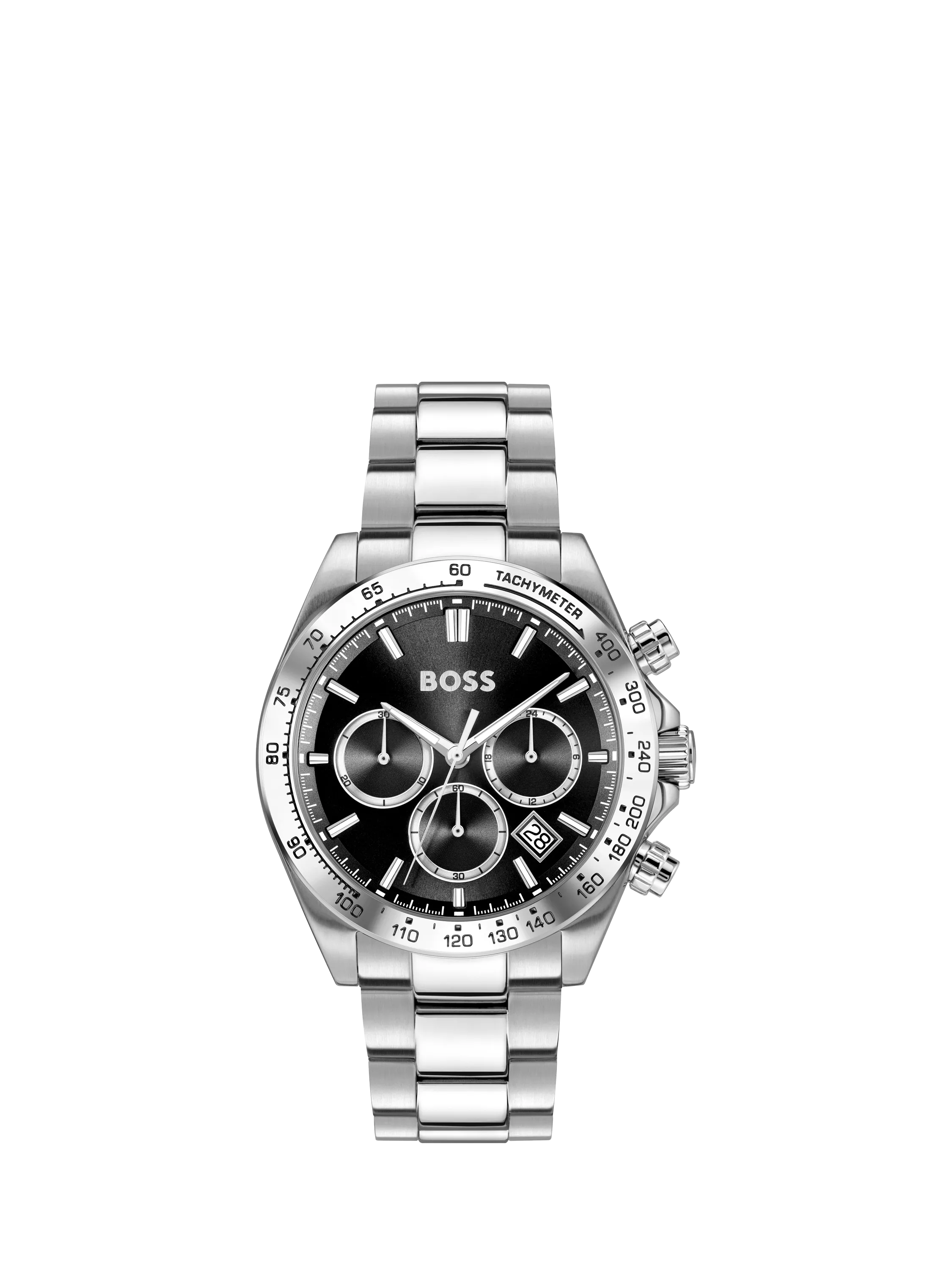 HUGO BOSS men's chronograph watch 43mm stainless steel (British brand)