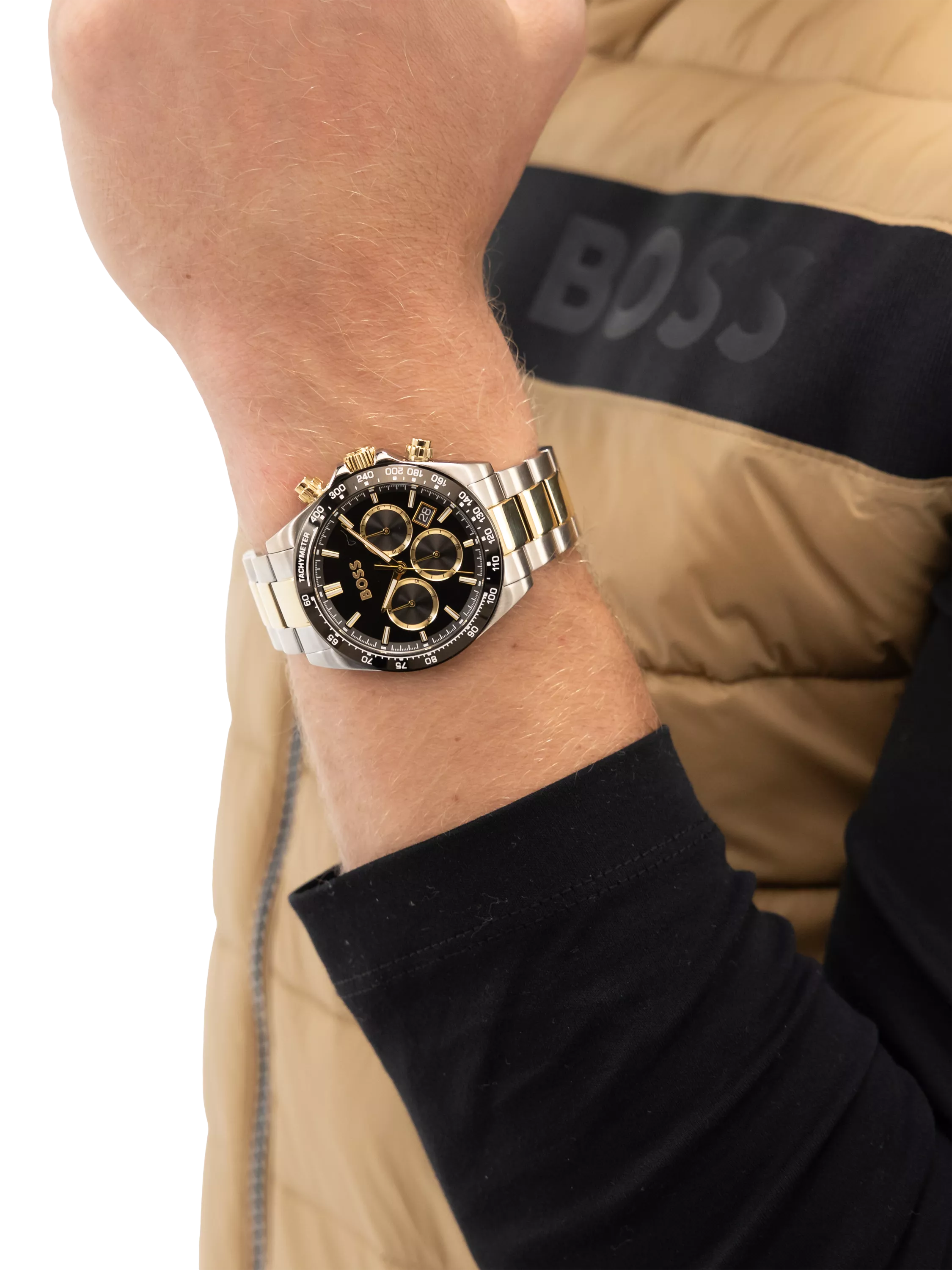 HUGO BOSS Here chronograph watch bi-colour bracelet, imported from the UK