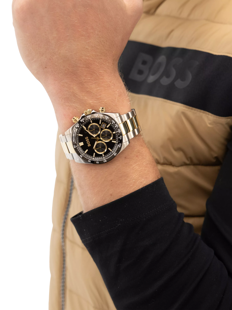 HUGO BOSS Here chronograph watch bi-colour bracelet, imported from the UK