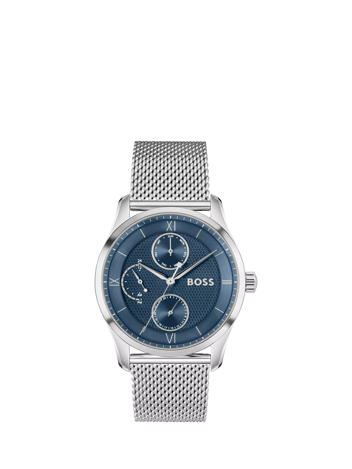 Hugo Boss men's Principle Master mesh strap watch blue dial, UK version