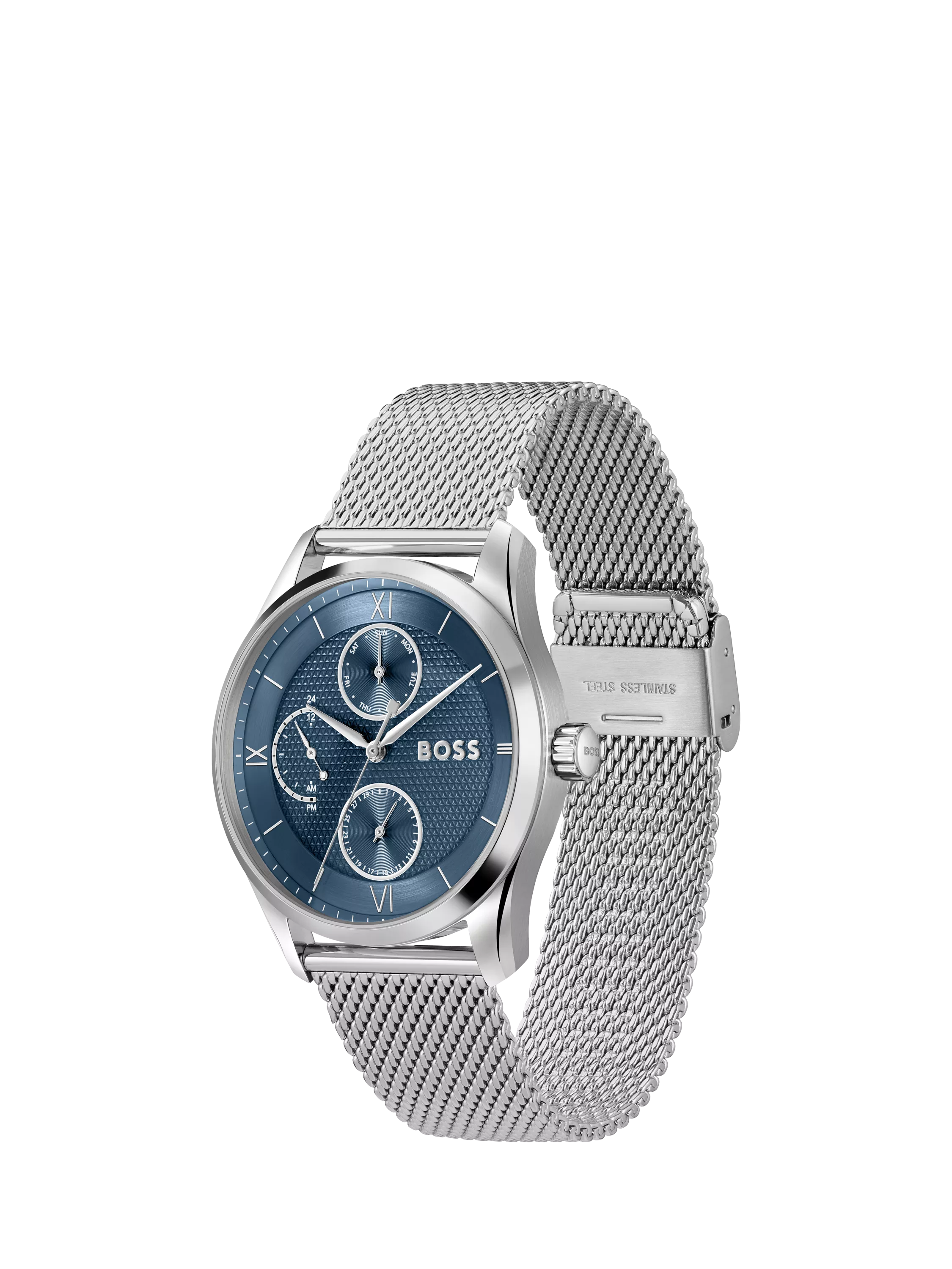 Hugo Boss men's Principle Master mesh strap watch blue dial, UK version