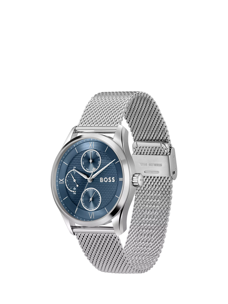 Hugo Boss men's Principle Master mesh strap watch blue dial, UK version