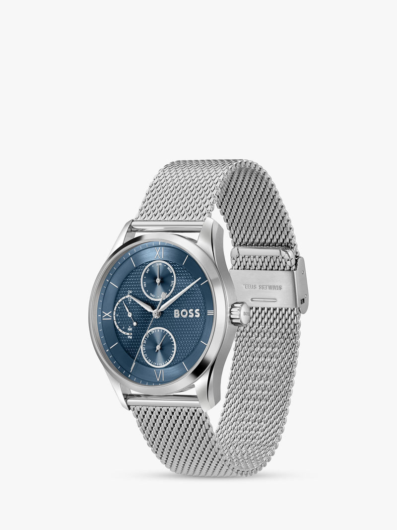 Hugo Boss men's Principle Master mesh strap watch blue dial, UK version