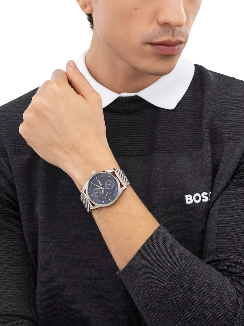 Hugo Boss men's Principle Master mesh strap watch blue dial, UK version