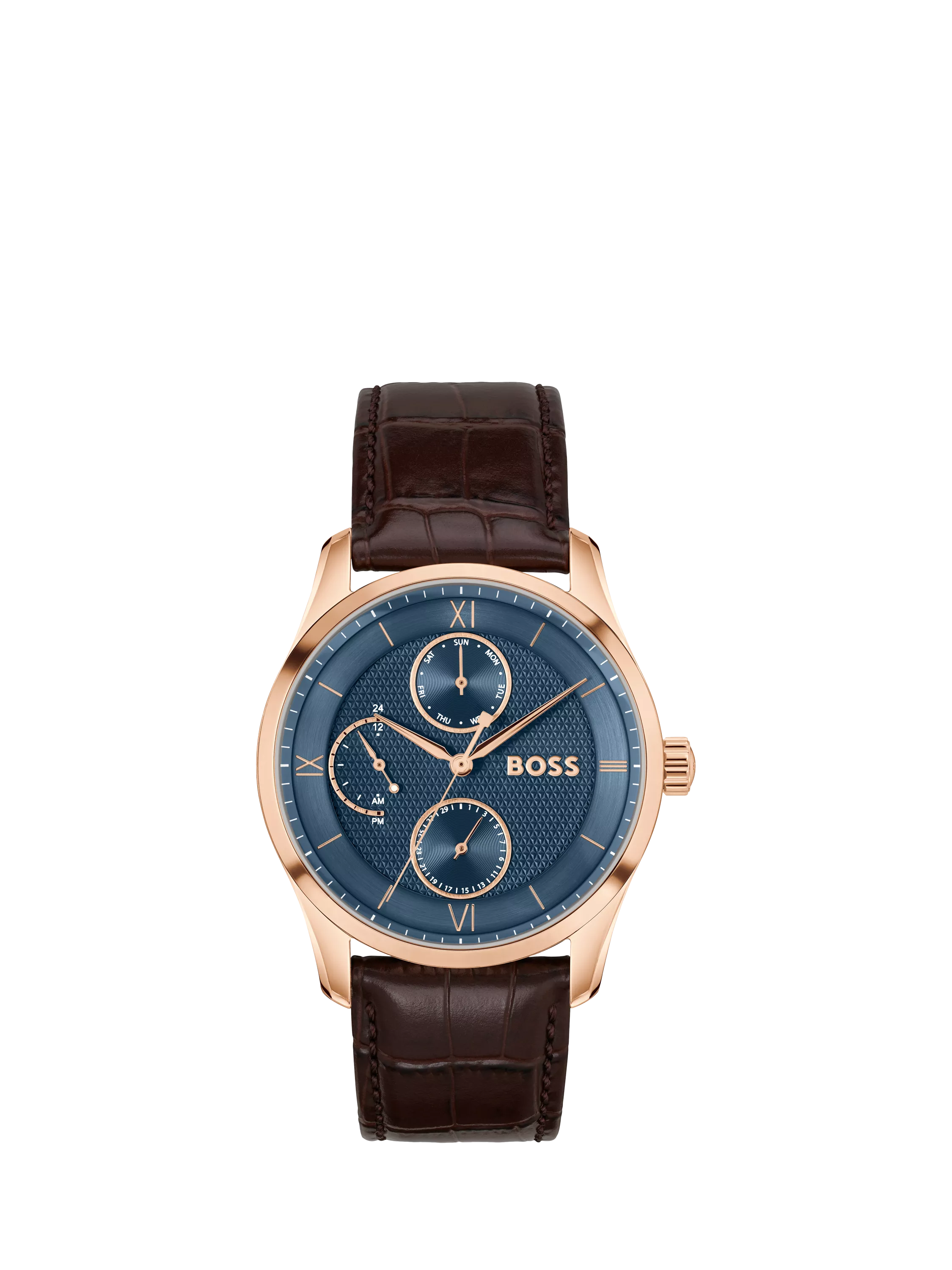 HUGO BOSS Principle Master watch 41mm brown leather strap, UK version