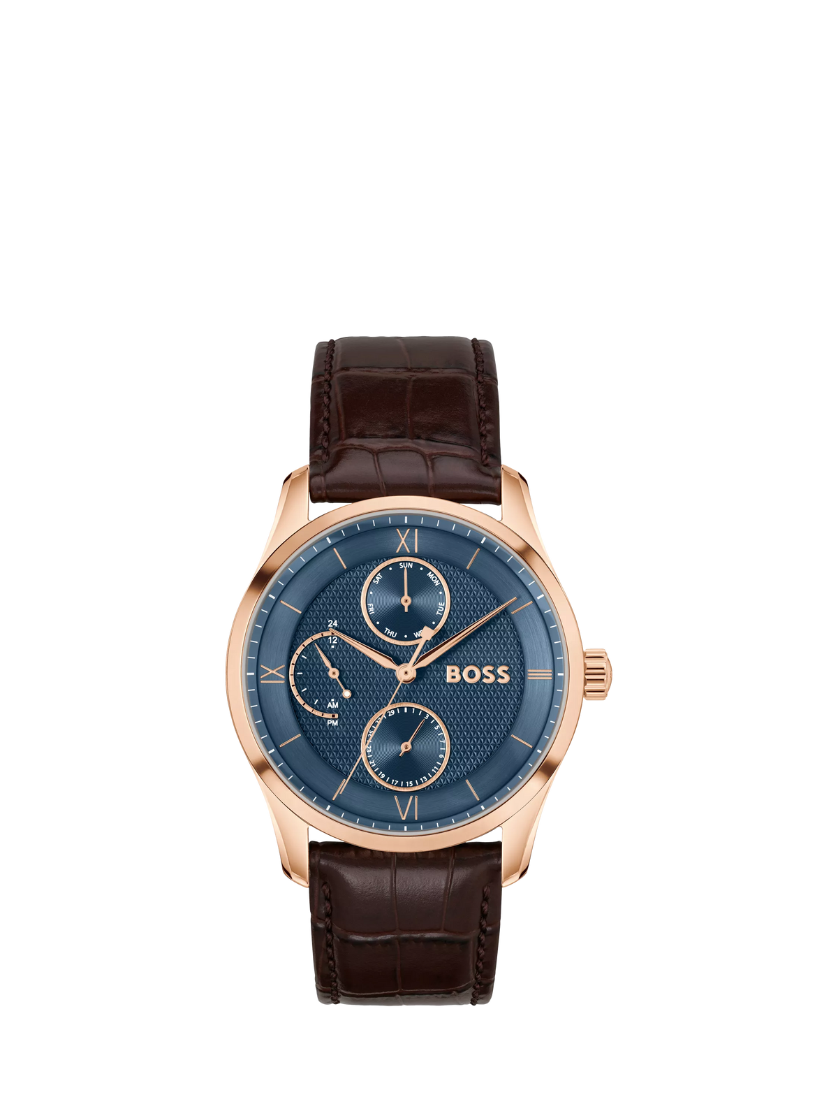 HUGO BOSS Principle Master watch 41mm brown leather strap, UK version