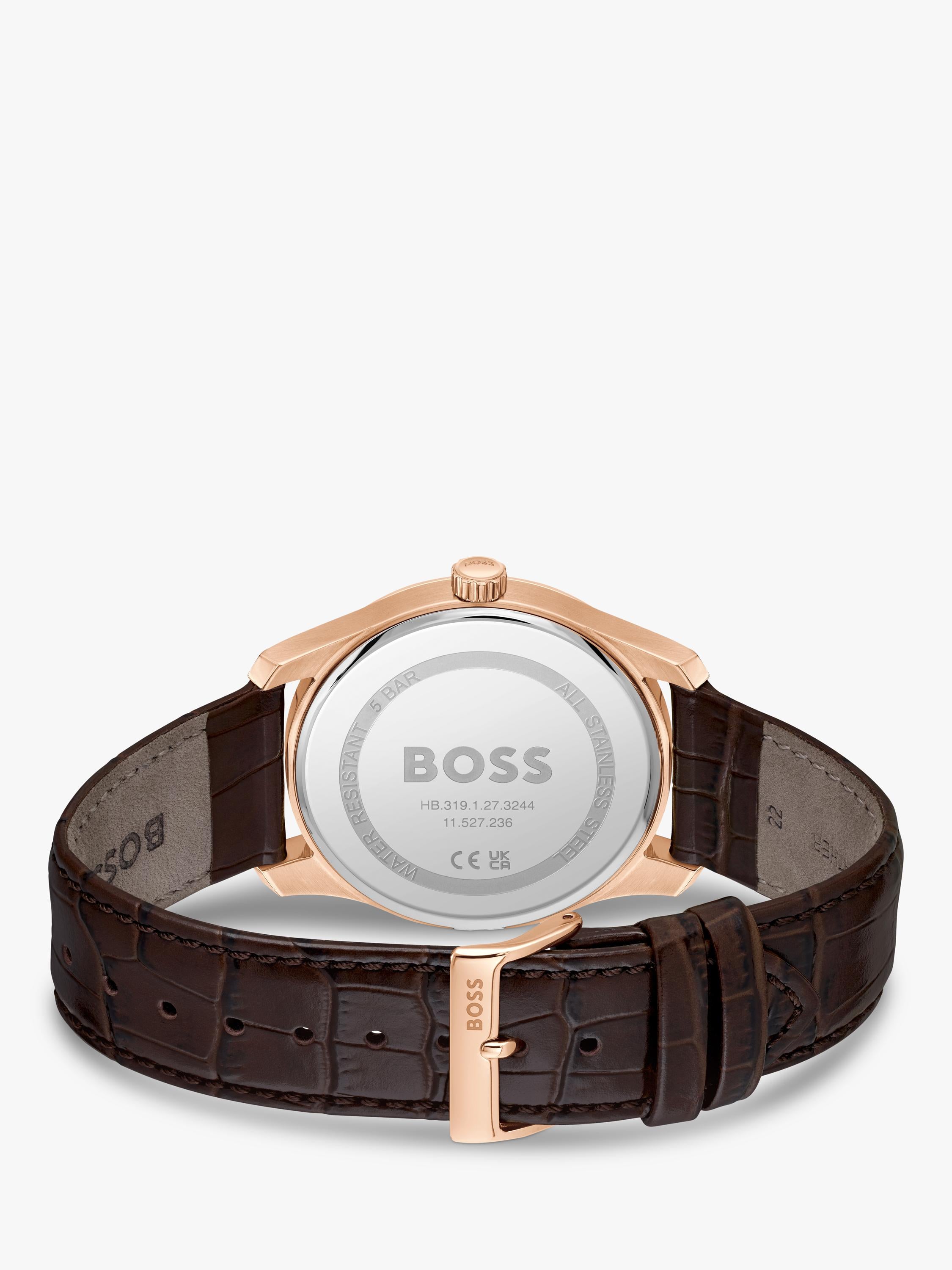HUGO BOSS Principle Master watch 41mm brown leather strap, UK version