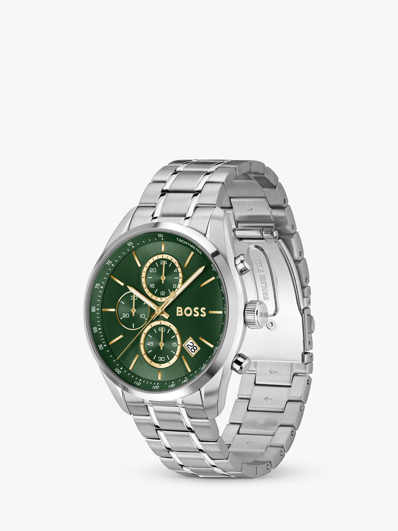 HUGO BOSS chronograph watch with green dial 44.5mm (British brand)