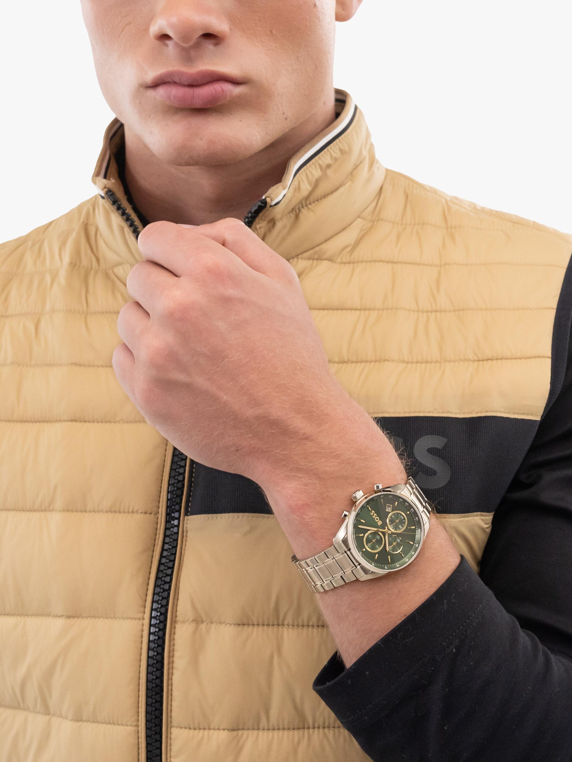 HUGO BOSS chronograph watch with green dial 44.5mm (British brand)