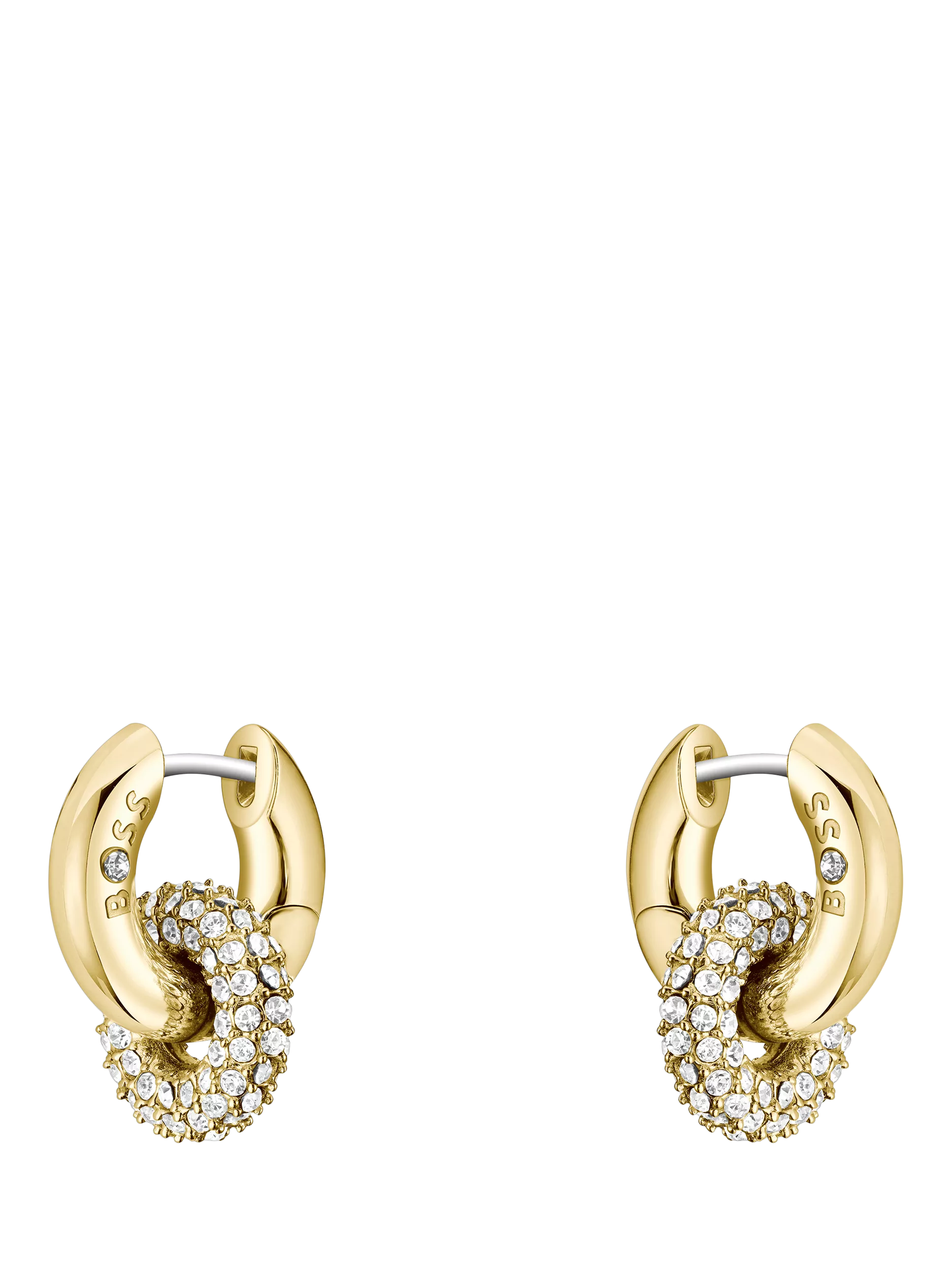 HUGO BOSS crystal huggie hoop earrings 14mm (British brand)
