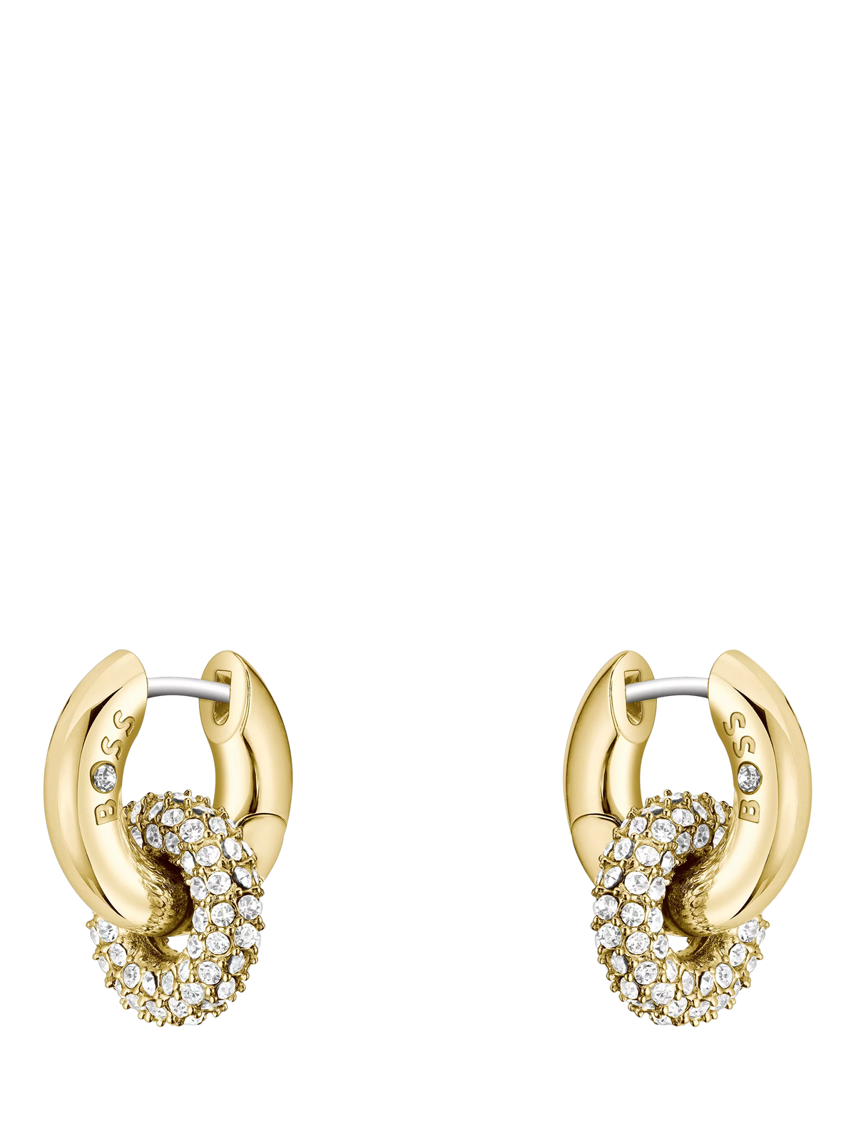 HUGO BOSS crystal huggie hoop earrings 14mm (British brand)