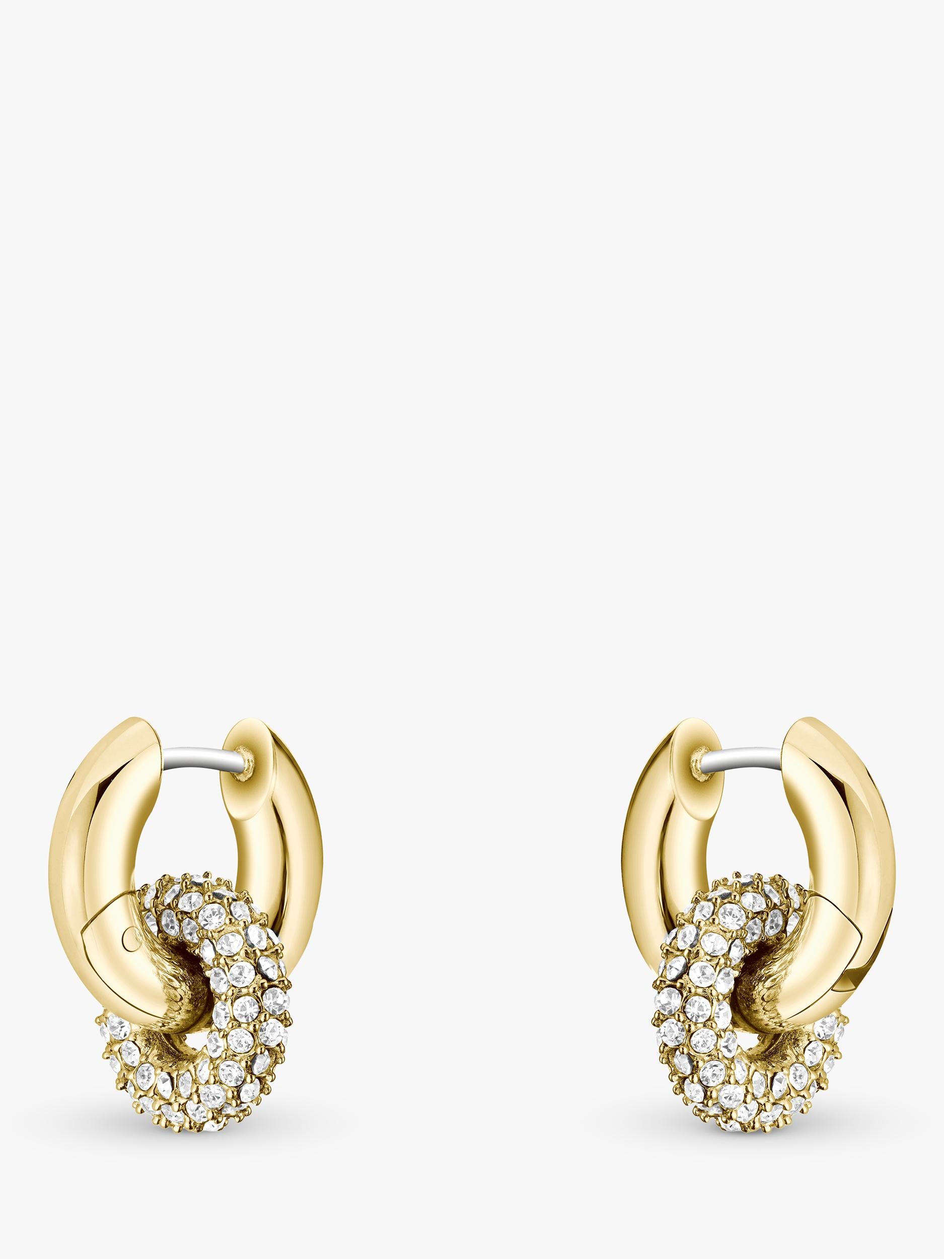 HUGO BOSS crystal huggie hoop earrings 14mm (British brand)