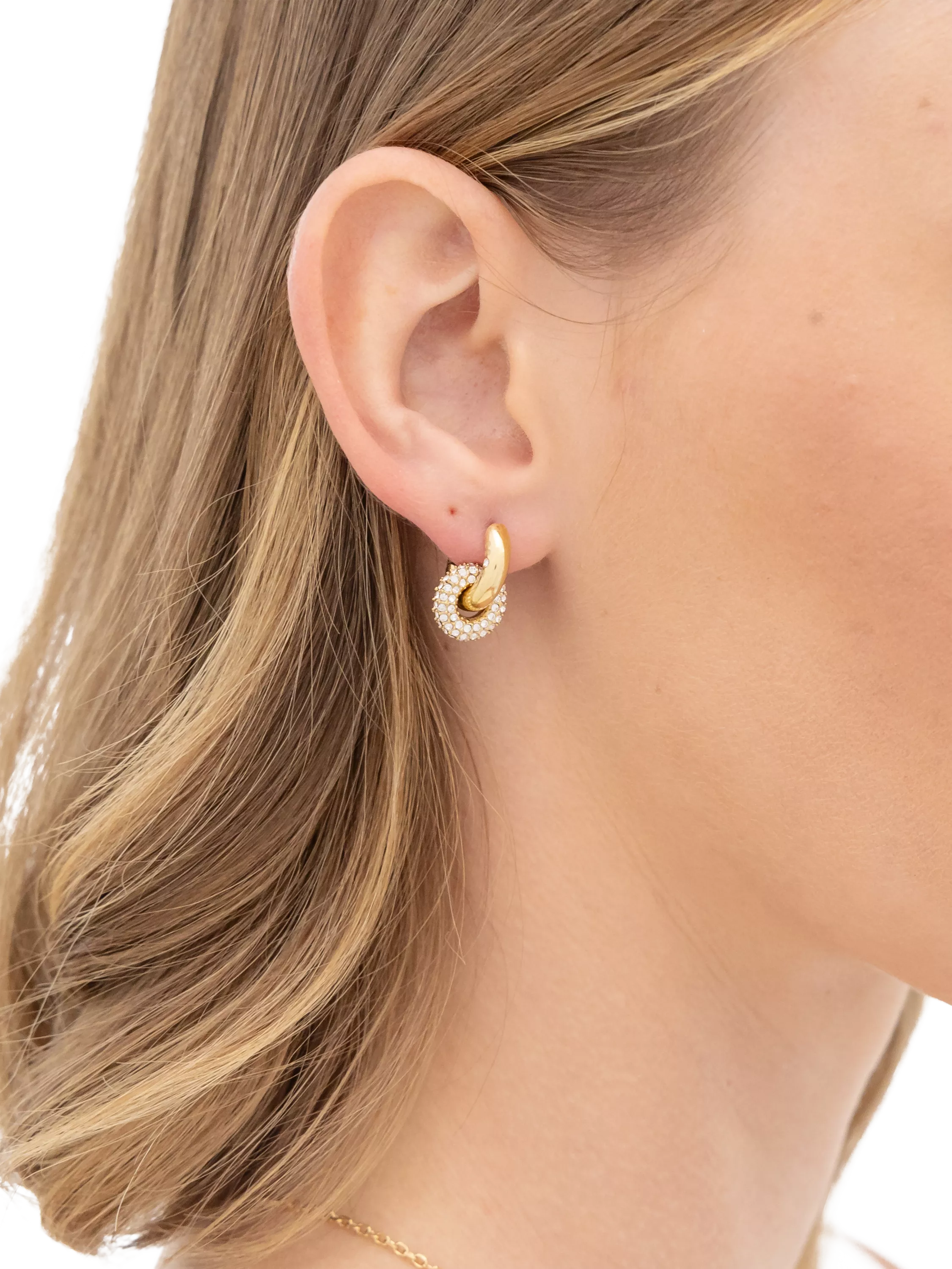 HUGO BOSS crystal huggie hoop earrings 14mm (British brand)