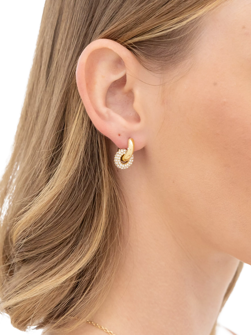 HUGO BOSS crystal huggie hoop earrings 14mm (British brand)