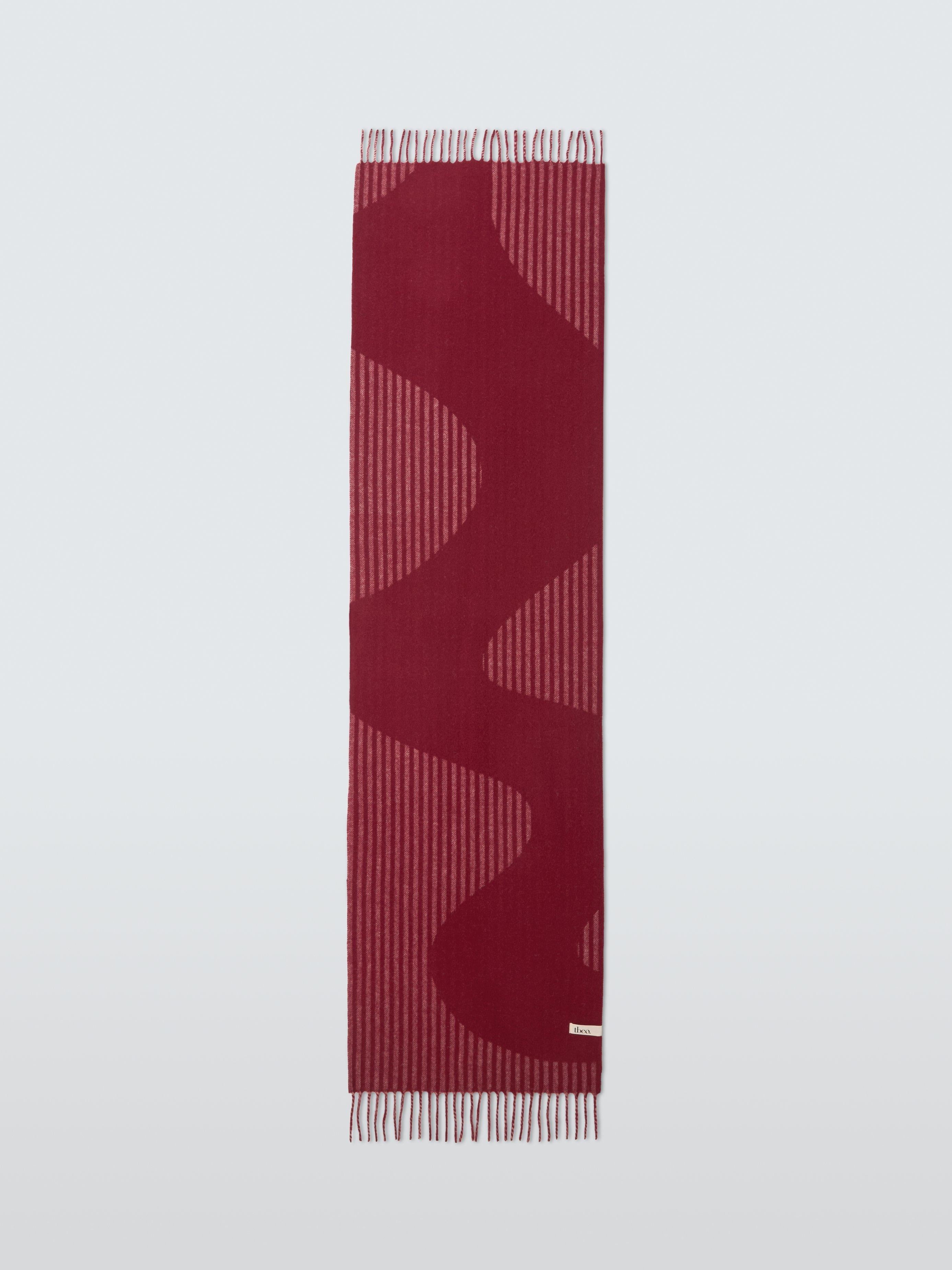 TBCo oversized wool scarf burgundy wave stripes, imported from the UK