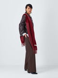 TBCo oversized wool scarf burgundy wave stripes, imported from the UK