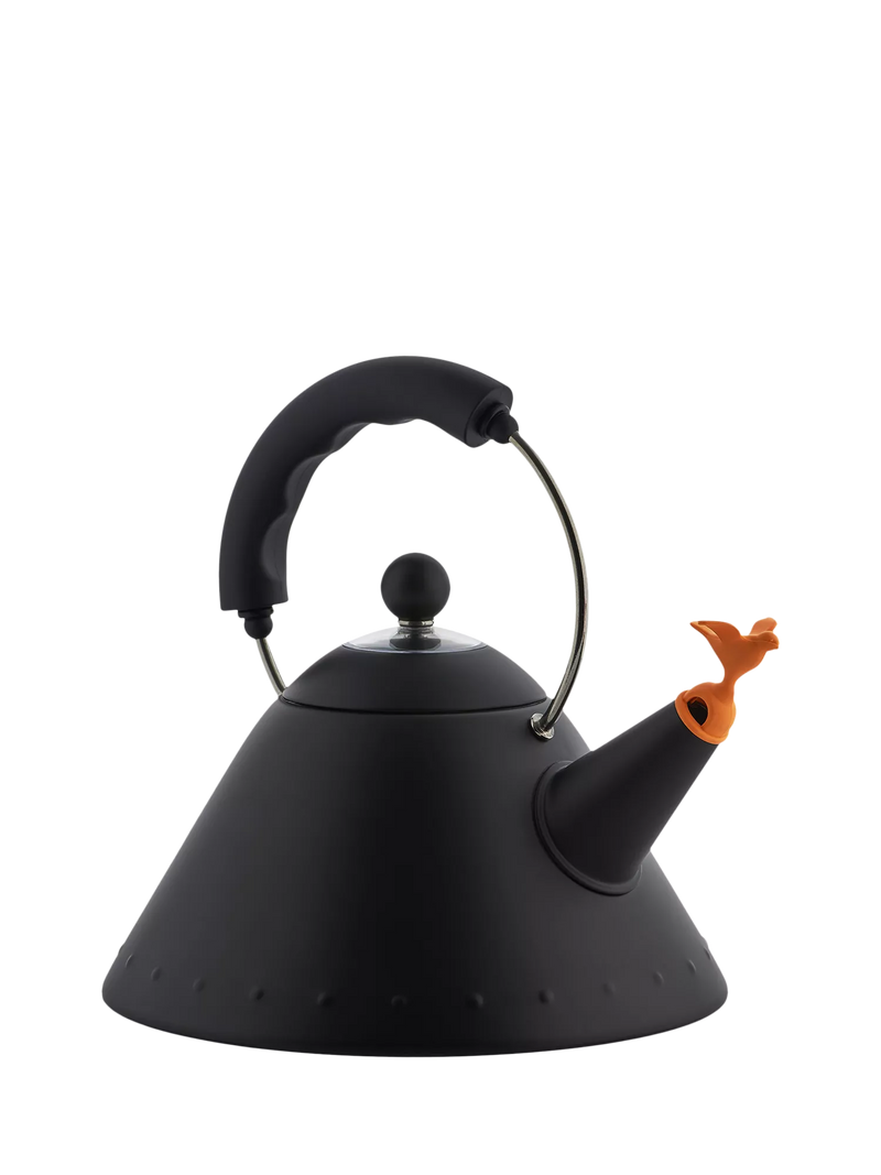 Alessi stovetop kettle with bird whistle black, UK version