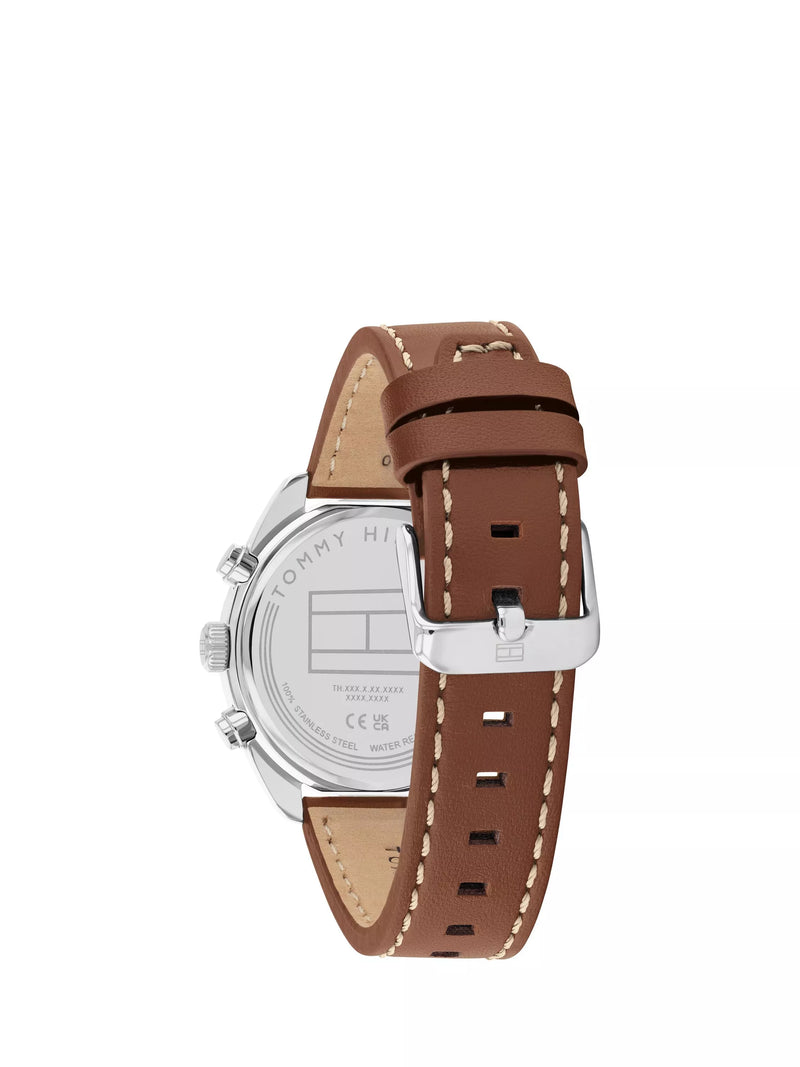 Tommy Hilfiger chronograph watch brown leather strap 40mm - British product