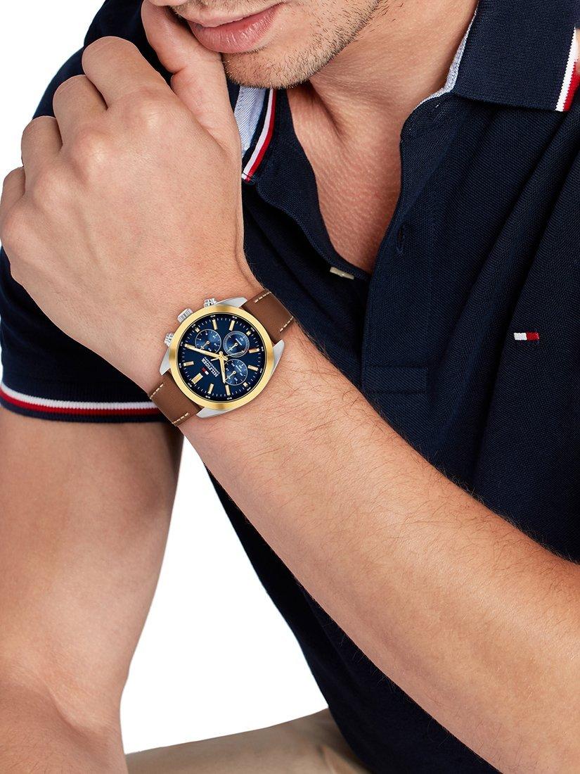 Tommy Hilfiger chronograph watch brown leather strap 40mm - British product