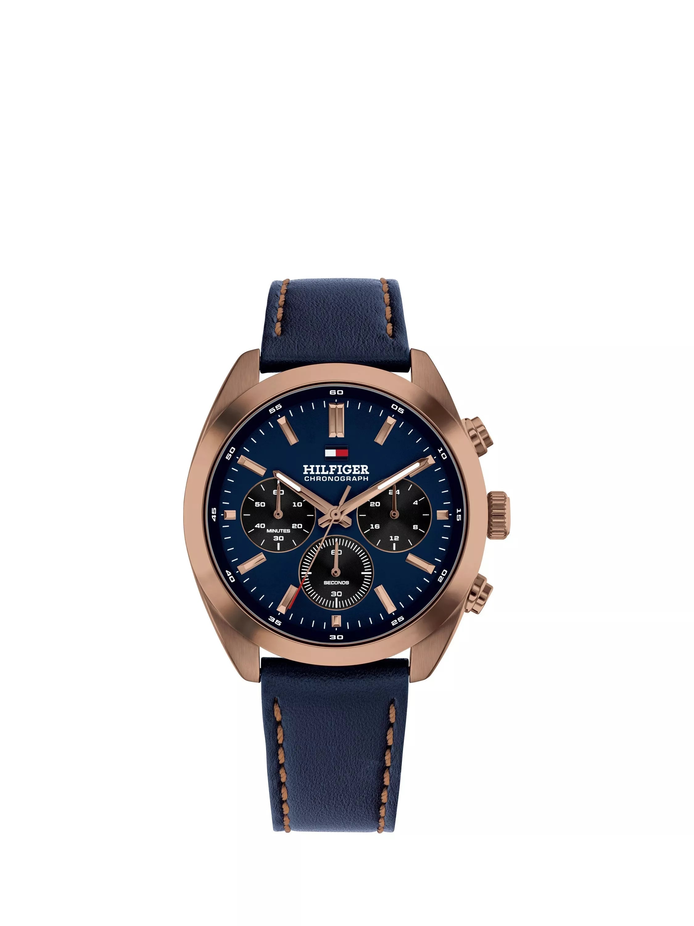 Tommy Hilfiger chronograph watch blue dial leather strap (British brand)