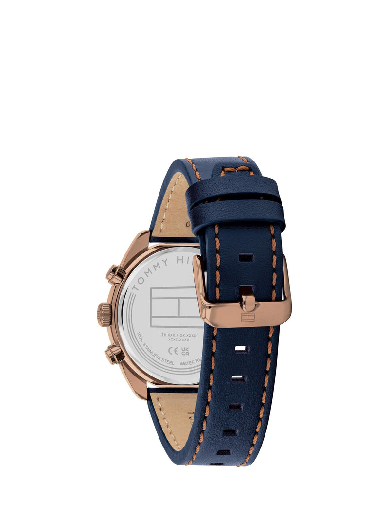 Tommy Hilfiger chronograph watch blue dial leather strap (British brand)