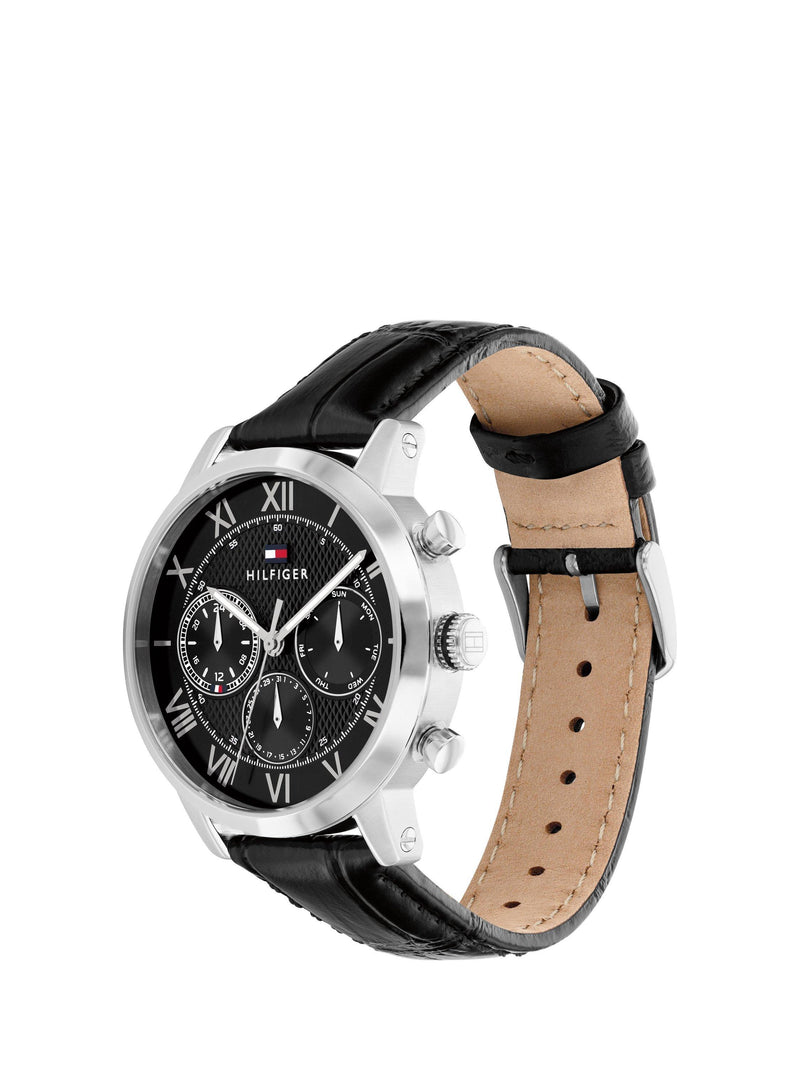Tommy Hilfiger men's stainless steel case leather strap watch 42mm, imported from the UK