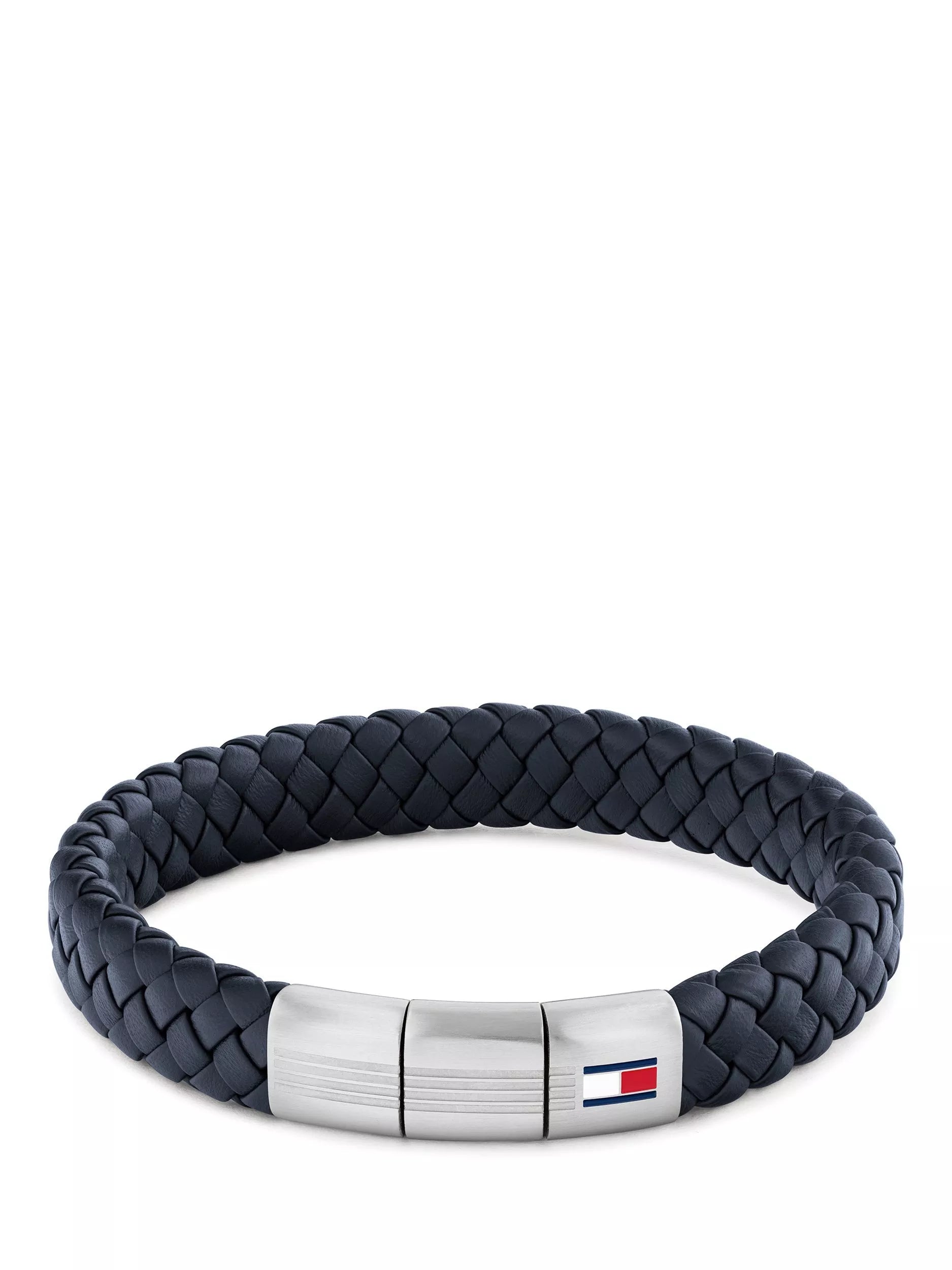 Tommy Hilfiger leather braided bracelet black silver, UK version