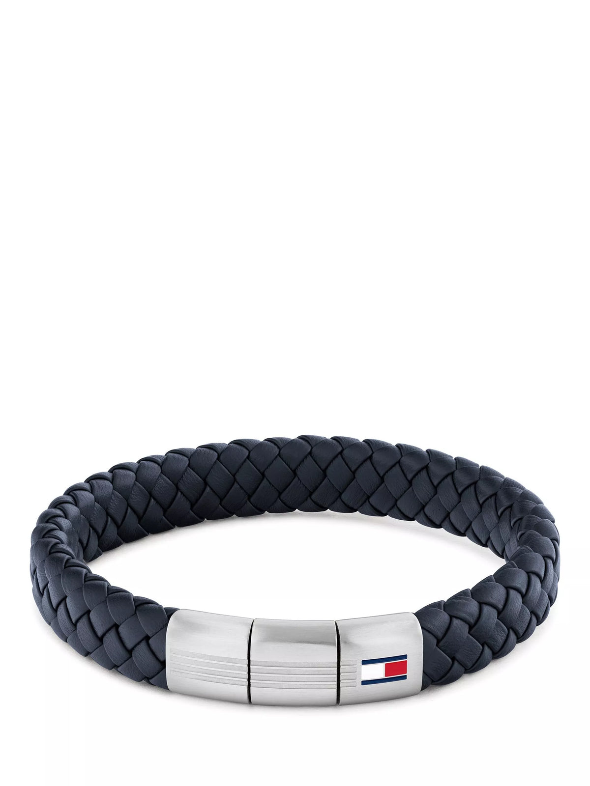 Tommy Hilfiger leather braided bracelet black silver, UK version