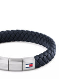 Tommy Hilfiger leather braided bracelet black silver, UK version